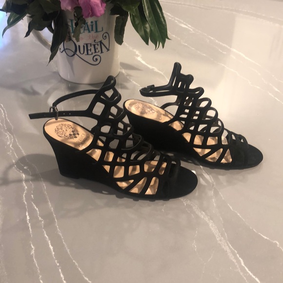 Vince Camuto Shoes - VINCE CAMUTO GLADIATOR SUEDED WEDGES.